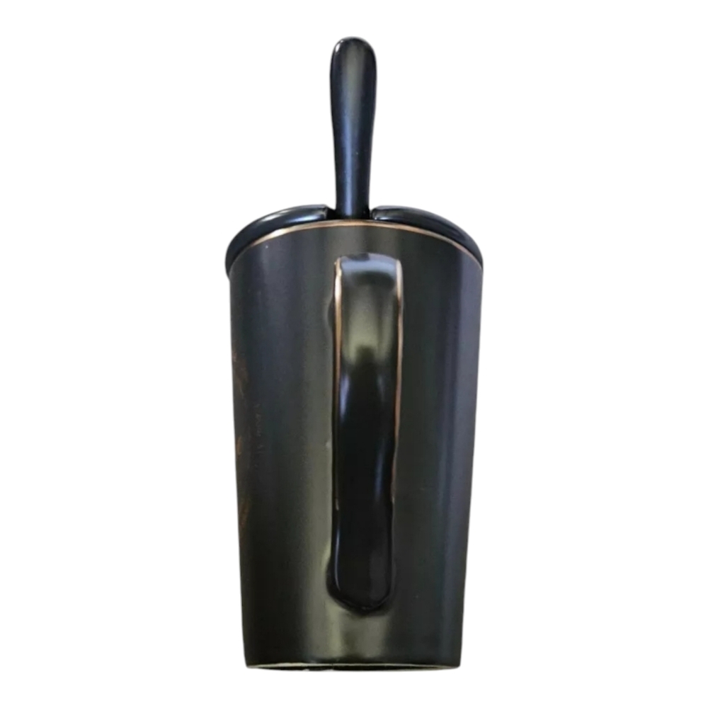 You Are Inspirational Coffee Mug Tea Cup W/  Lid & Spoon Black & Gold Beautiful - Picture 2 of 6